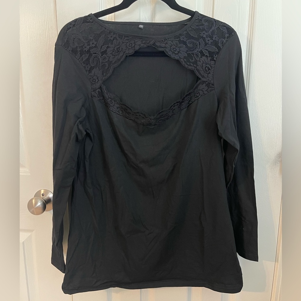 Black LS Top with Lace